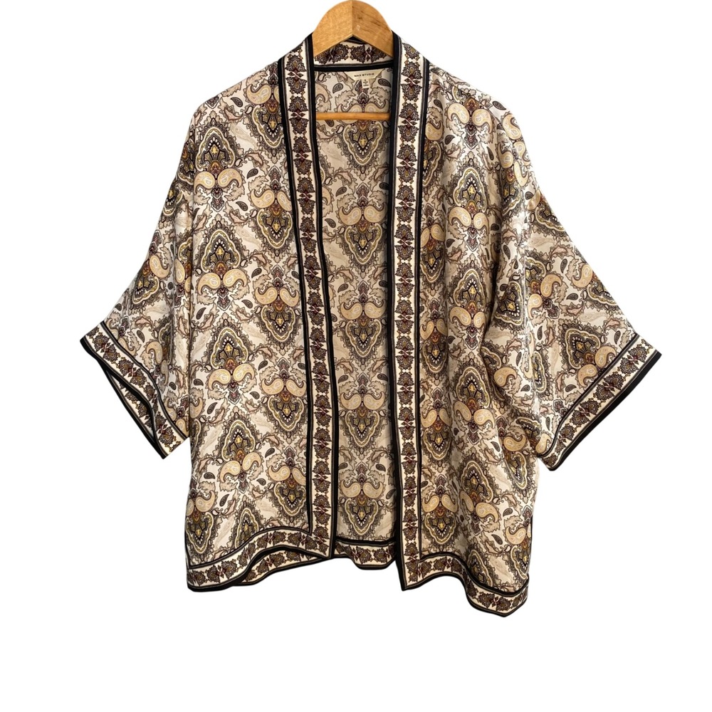 Max Studio Kimono Cardigan Small Paisley Boho Chic Artsy Indie Earthy Resortwear